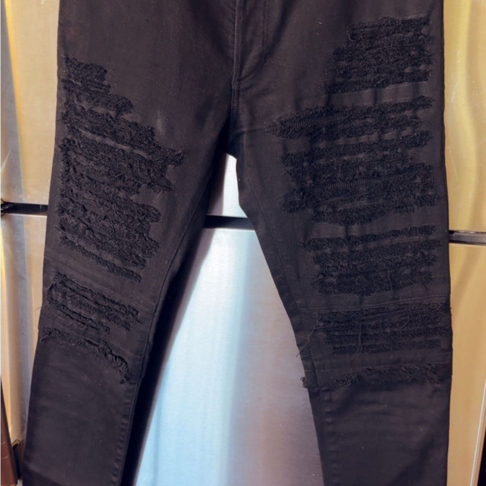 Men’s Balmain Black Distressed Skinny Jeans